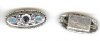 1 20x9mm Blue Floral Antique Silver Oval Slider